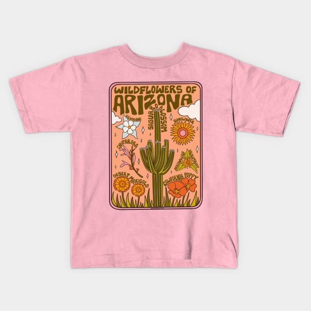 Arizona Wildflowers Kids T-Shirt by Doodle by Meg